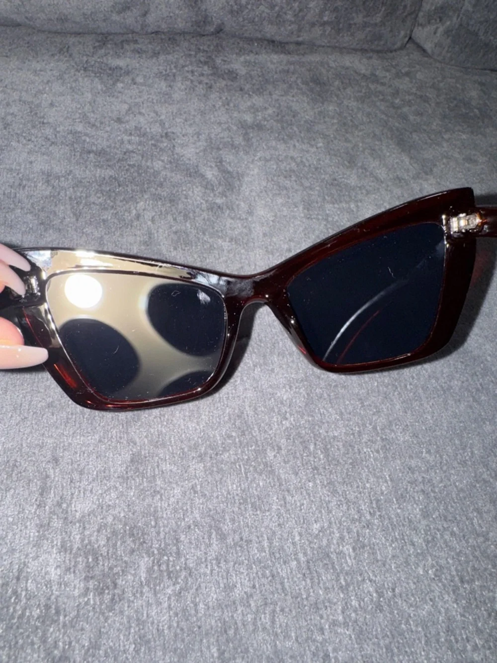 Brown Cat Eye Sunglasses with Gold Accents – New